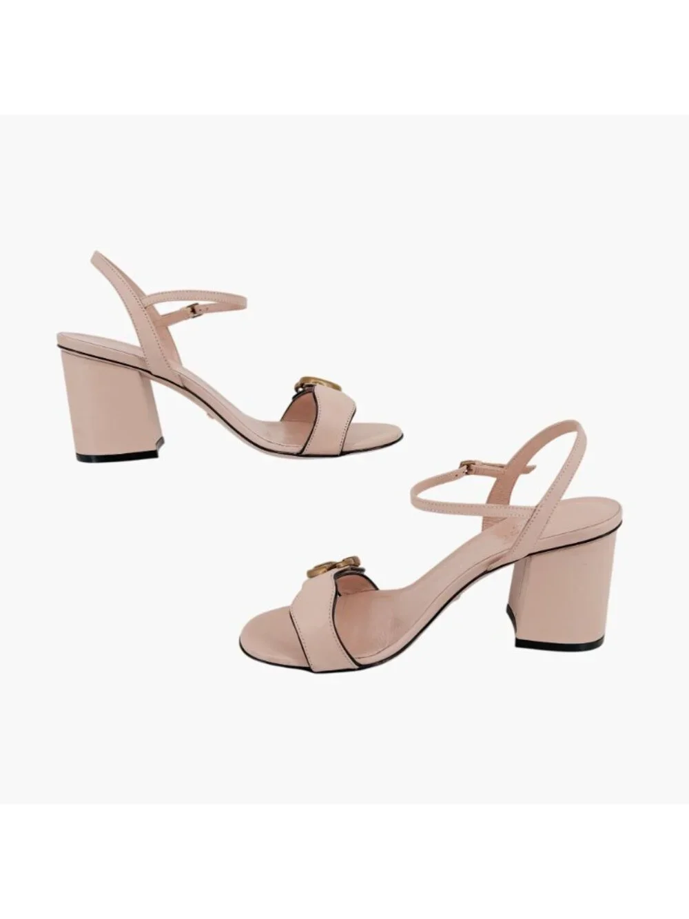 Gucci Marmont GG Block Heel Sandals Heels Nude Pink Leather Size 36.5 US 6.5 - Picture 10 of 16
